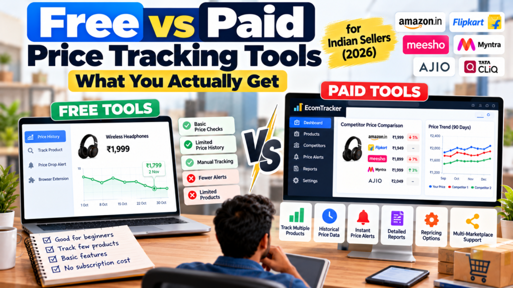 Free price tracking tool compared with paid competitor price monitoring software for Indian ecommerce sellers