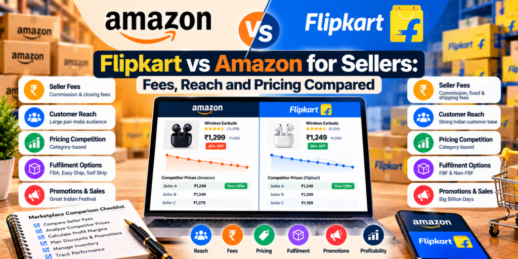 Flipkart vs Amazon for Sellers: Fees, Reach and Pricing Compared