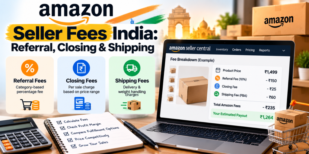 Amazon seller fees in India explained with referral fees, closing fees, shipping charges and profit calculation